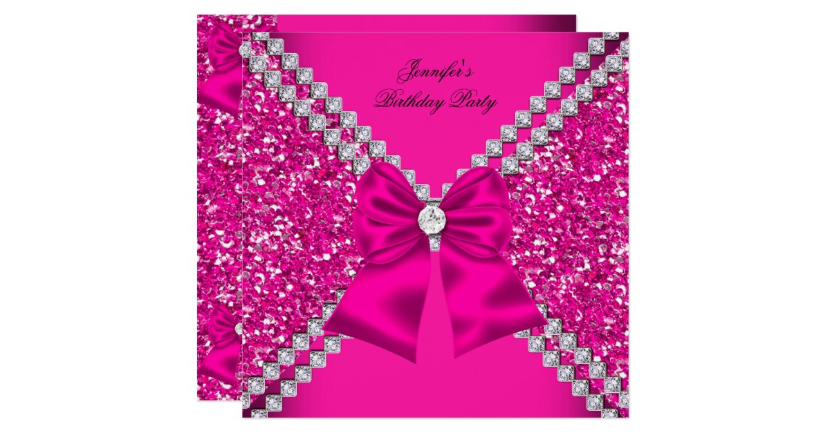 elegant glitter pink diamonds birthday party birthday invitation cards for kids