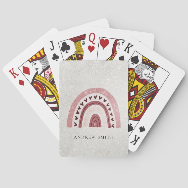 ELEGANT GLITTER KIDS BLUSH RAINBOW HEART POKER CARDS (Back)