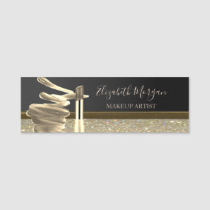 Elegant Glitter Lipstick, Makeup artist Name Tag