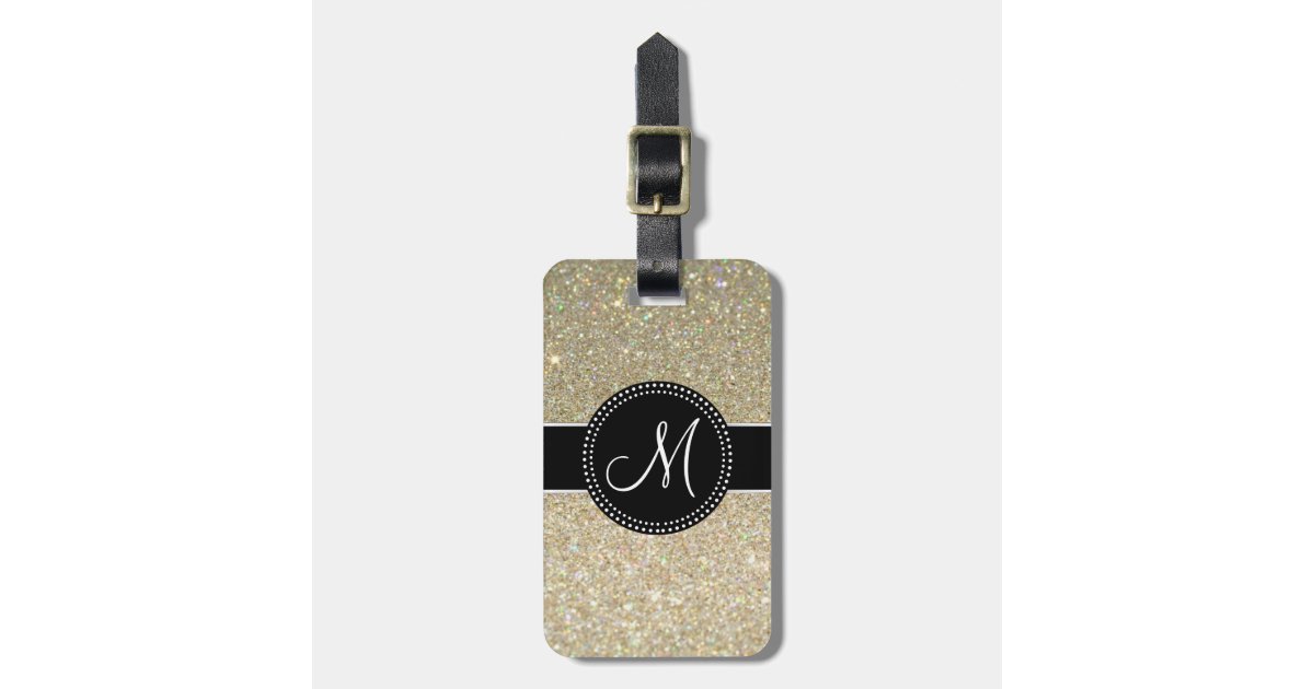 Elegant Glitter Luggage Tag w/ leather strap Zazzle