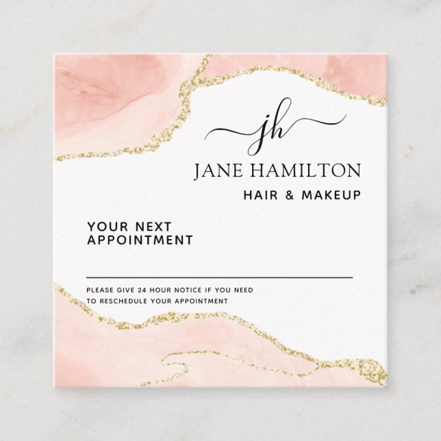Elegant Glitter Marble Agate Business Appointment Card (Front)