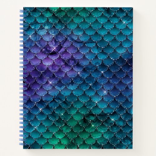 Elegant glitter mermaid 85 x 11 Spiral Notebook