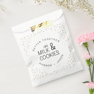 Elegant Glitter Milk and cookies Wedding Favor Bag