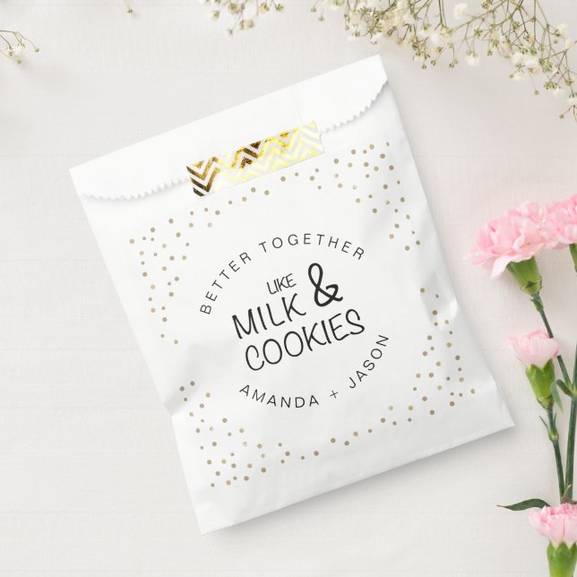 Elegant Glitter Milk and cookies Wedding Favor Bag (Sealed)