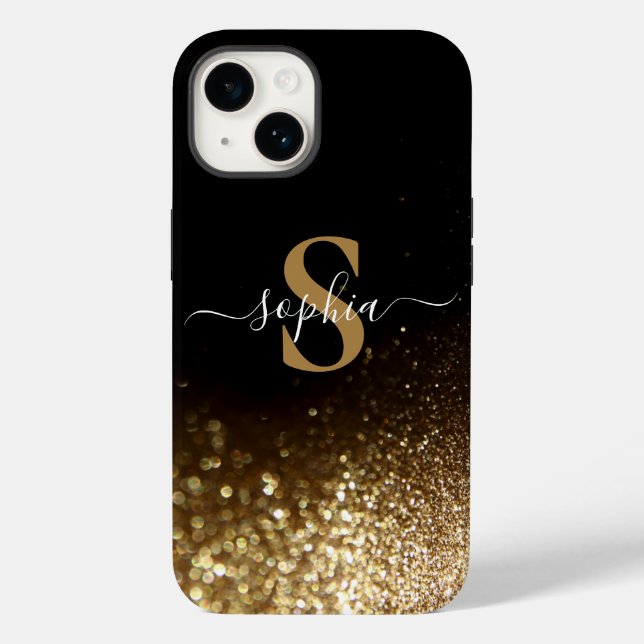Elegant Glitter monogrammed Name Case-Mate iPhone Case (Back)