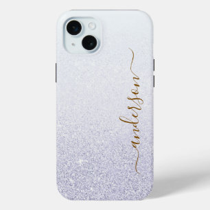 Elegant Glitter monogrammed Name iPhone 15 Plus Case