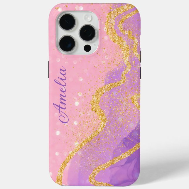 Elegant Glitter monogrammed Name Case-Mate iPhone Case (Back)