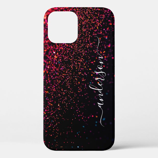 Elegant Glitter monogrammed Name Case-Mate iPhone Case (Back)