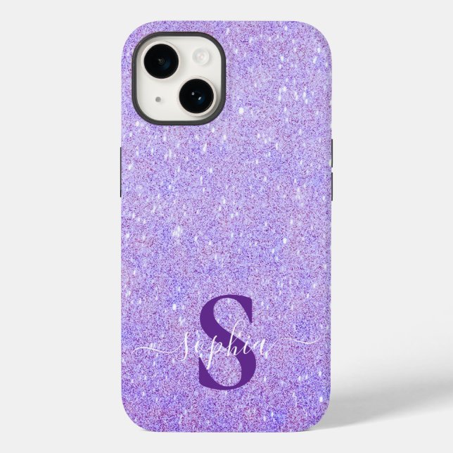 Elegant Glitter monogrammed Name Case-Mate iPhone Case (Back)