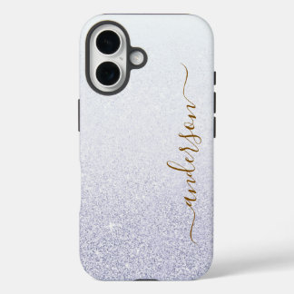 Elegant Glitter monogrammed Name iPhone 16 Case