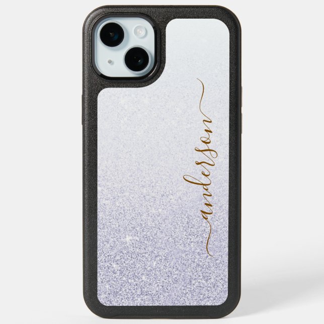 Elegant Glitter monogrammed Name iPhone 15 Plus Case (Back)