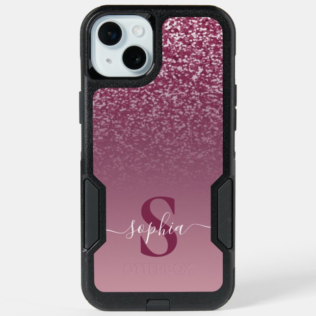 Elegant Glitter monogrammed Name iPhone 15 Plus Case (Back)
