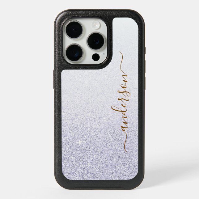 Elegant Glitter monogrammed Name iPhone 15 Pro Case (Back)