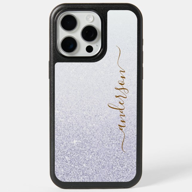 Elegant Glitter monogrammed Name iPhone 15 Pro Max Case (Back)