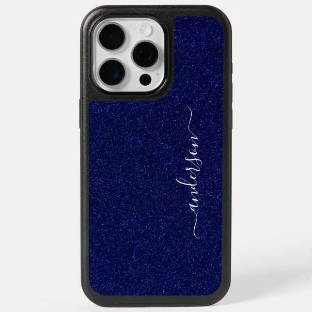 Elegant Glitter monogrammed Name iPhone 15 Pro Max Case (Back)