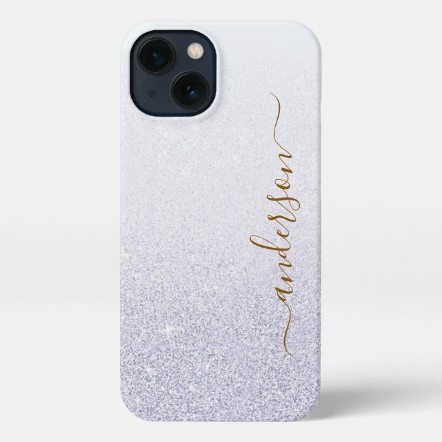 Elegant Glitter monogrammed Name iPhone Case (Back)