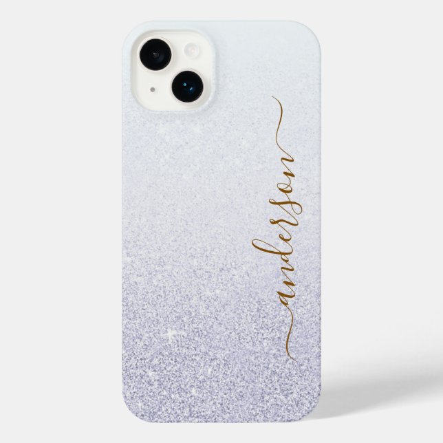 Elegant Glitter monogrammed Name iPhone Case (Back)