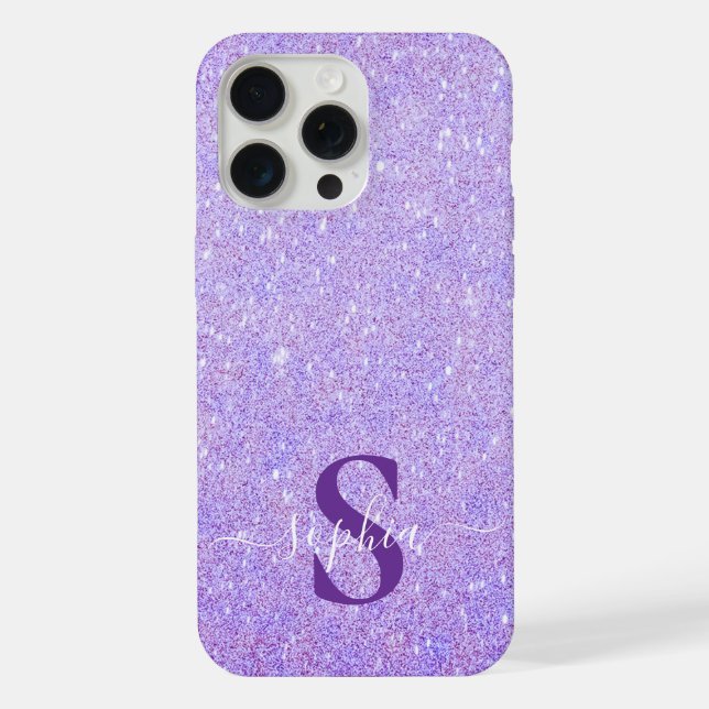 Elegant Glitter monogrammed Name iPhone Case (Back)