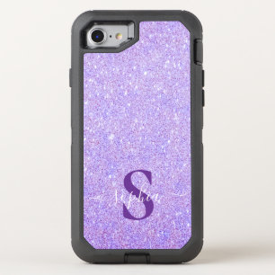 Elegant Glitter monogrammed Name OtterBox Defender iPhone SE/8/7 Case