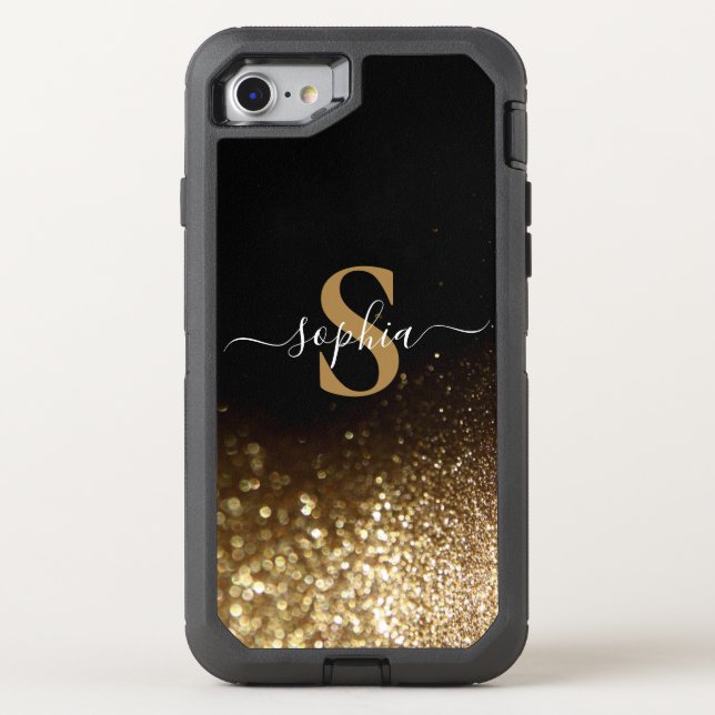 Elegant Glitter monogrammed Name Otterbox iPhone Case (Back)