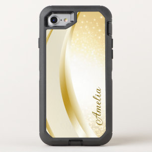 Elegant Glitter monogrammed Name OtterBox Defender iPhone SE/8/7 Case