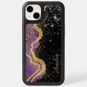 Elegant Glitter monogrammed Name OtterBox iPhone 14 Plus Case