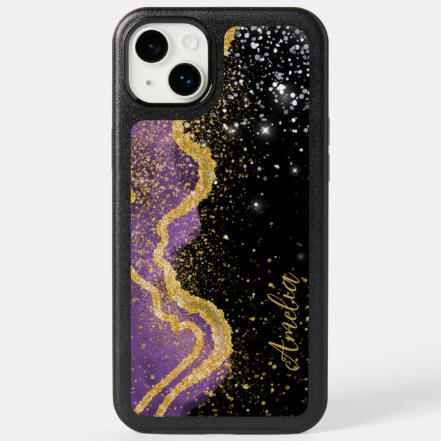 Elegant Glitter monogrammed Name Otterbox iPhone Case (Back)