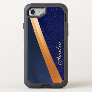 Elegant Glitter monogrammed Name OtterBox Defender iPhone SE/8/7 Case
