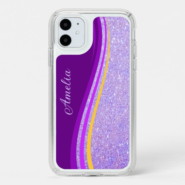 Elegant Glitter monogrammed Name Speck iPhone 11 Case (Front (White Phone))