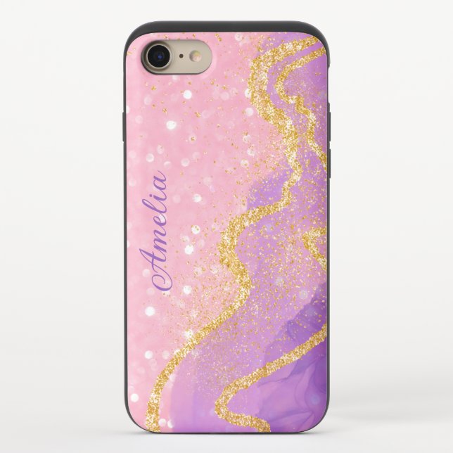 Elegant Glitter monogrammed Name Uncommon iPhone Case (Back)