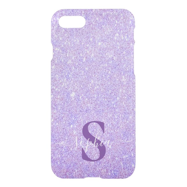Elegant Glitter monogrammed Name Uncommon iPhone Case (Back)
