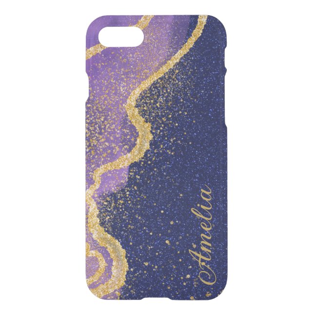 Elegant Glitter monogrammed Name Uncommon iPhone Case (Back)