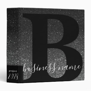 Elegant Glitter Monogrammed Wedding Cookbook 3 Ring Binder