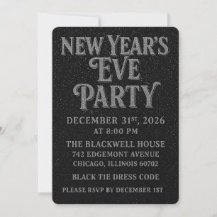 Elegant Glitter New Year’s Eve Invitation