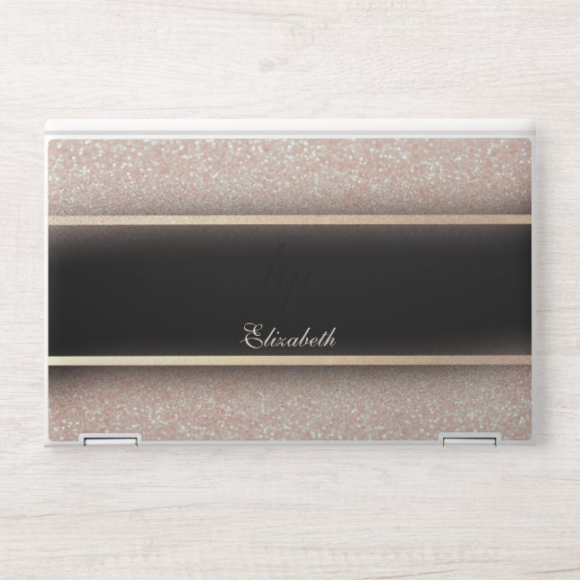 Elegant Glitter Ombre, Black - Personalized HP Laptop Skin (Front)