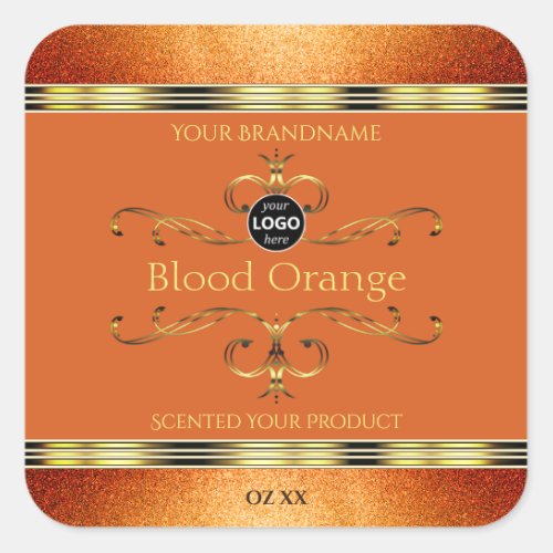 Elegant Glitter Orange Gold Product Label Add Logo