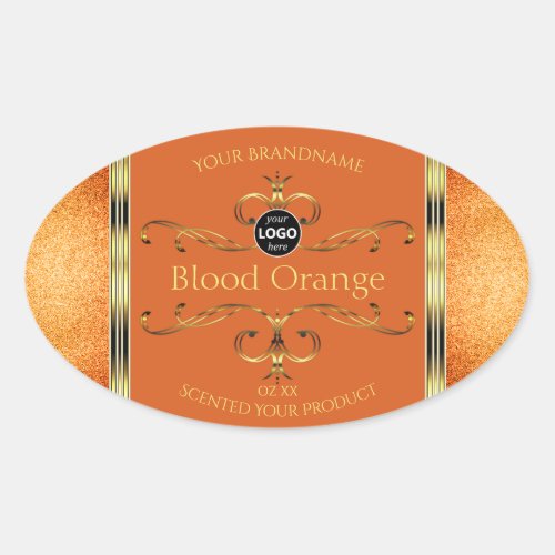 Elegant Glitter Orange Gold Product Label Add Logo