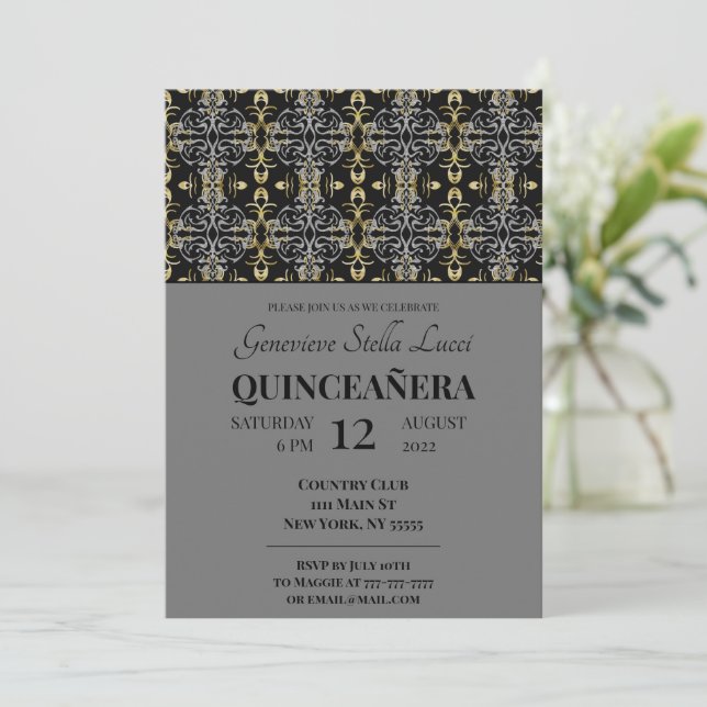 Elegant Glitter Pattern Party Invitation (Standing Front)