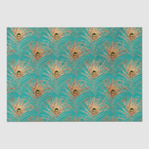 Elegant Glitter Peacock Feathers Pattern Tissue Paper