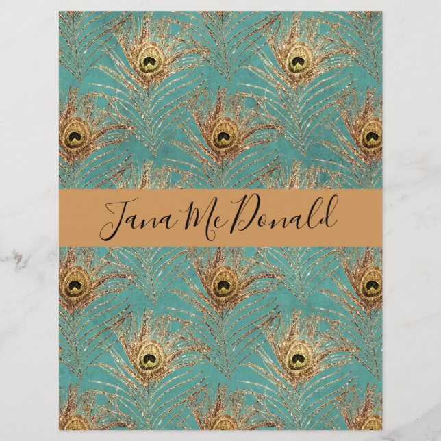 Elegant Glitter Peacock Feathers Personalized   (Front)