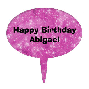 Elegant Glitter Pink Birthday Cake Topper
