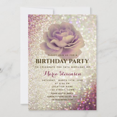 Elegant Glitter Pink Birthday Invitation