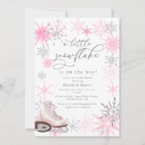 Elegant Glitter Pink Little Snowflake Baby Shower Invitation