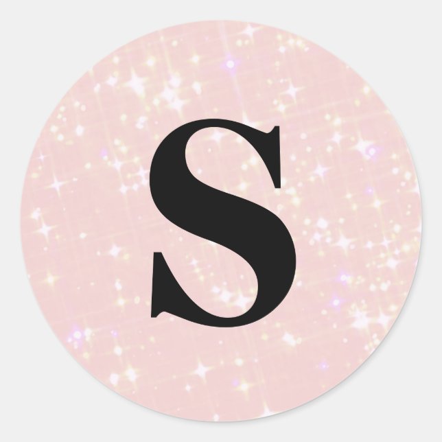 Elegant Glitter Pink Monogram Envelope Seal (Front)