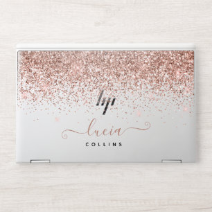 Elegant glitter pink ombre block monogram HP laptop skin