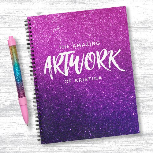 Elegant Glitter Pink Purple Sketchbook Notebook