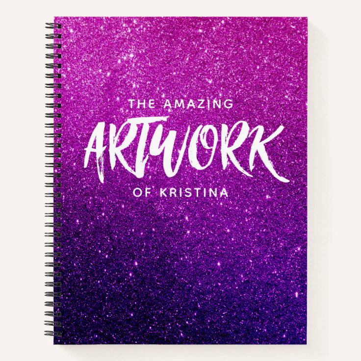 Elegant Glitter Pink Purple Sketchbook Notebook Zazzle