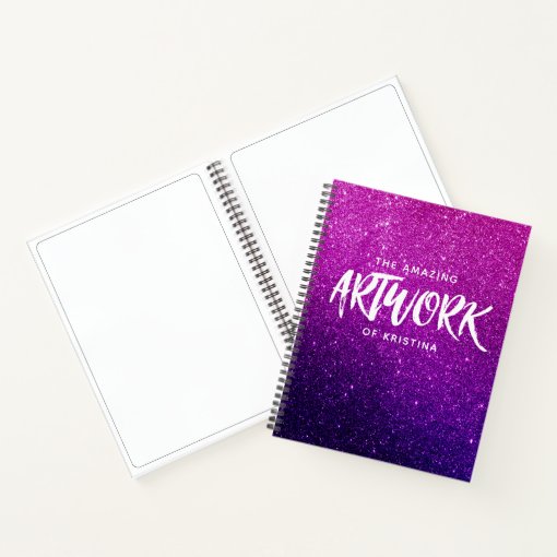 Elegant Glitter Pink Purple Sketchbook Notebook Zazzle