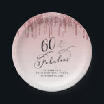 Elegant Glitter Pink Rose Gold 60th Birthday Party Paper Plates<br><div class="desc">Elegant and chic 60th birthday party paper plates. "60 & Fabulous" is written in stylish calligraphy script on a pink ombre background,  with pink and rose gold faux glitter dripping from the top. Personalize with her name and date of the party.</div>