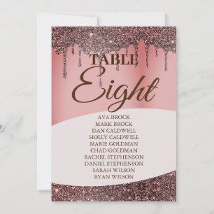 Elegant Glitter Pink Seating Chart Table 8 Eight Invitation